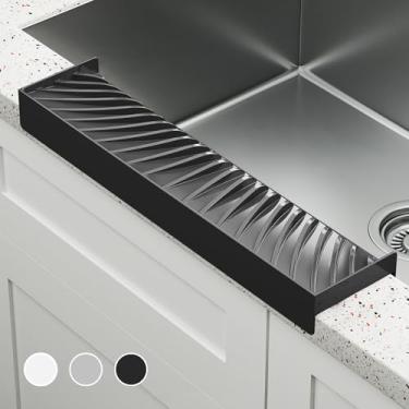 Imagem de NiHome Protetor de borda de pia de cozinha de silicone multiuso para bordas de bancada de pedra de 8 a 10 cm de largura, design de inclinação atualizado com canais de drenagem elevados, protetor para