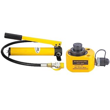 Imagem de MMNZE 20T 30Mm/1.2 Curso Cilindro Hidráulico Conjuntos De Macacos De Perfil Baixo Kits De Macacos De Ram De Seção Múltipla Cilindro De Elevação Com Bomba Hidráulica Manual Cp-180