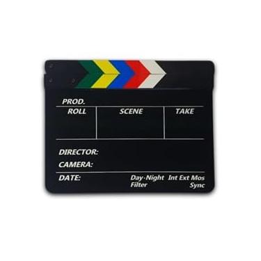 Imagem de Claquete de Cinema preta p/Gravações de Vídeos Produções Audiovisuais 30x24cm com Caneta