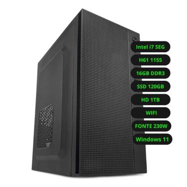 Imagem de Computador cpu Intel Core i7 H61 16GB DDR3 ssd 120GB HD 1TB Wi-Fi Windows