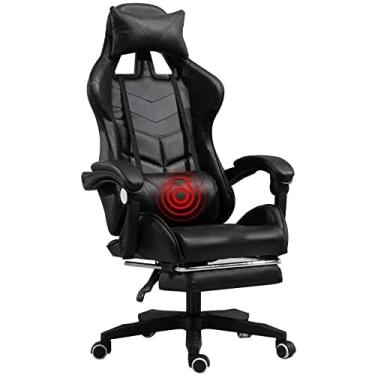 Imagem de Cadeira de escritório, cadeiras de videogame, assento ergonômico com apoio para os pés, cadeira de jogos com encosto alto, multifuncional com encosto de cabeça e suporte lombar para cadeira de