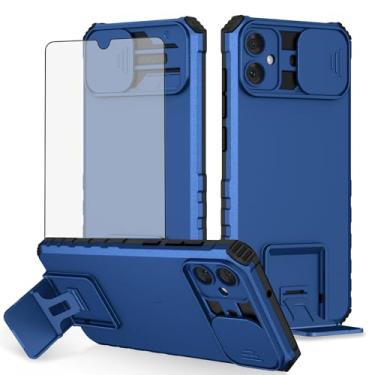 Imagem de Asuwish Capa de telefone para Samsung Galaxy A06 5G com protetor de tela de vidro temperado e capa de câmera deslizante com suporte suporte rígido à prova de choque macio fino TPU acessórios para