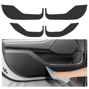 Imagem de LUNQIN Almofada antichoque para porta de carro para Ford Mustang Mach-E 2021 2022 2023 2024 2025 Mach E Acessórios Mach Estilo Fibra de Carbono Adesivo de Couro Protetor de Porta Protetor de Borda