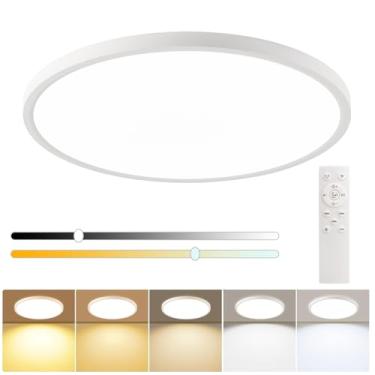 Imagem de MOSSCO Luminária De Teto Led Grande Embutida De 20 Polegadas Com Regulagem De Intensidade, 43 W, 3200 Lm, 3000 K-6500 K, Painel Redondo Plano Para Sala De Estar, Quarto, Cozinha (Branca, 1 Unidade)