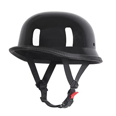 Imagem de Pretoee Capacete De Motocicleta Estilo Alemão, Capacete Fino Com Gorro Para Adultos, Homens E Mulheres, Capacete Inovador De Meia Concha Dot, Capacete Retrô De Meia Face Para Scooter, Chopper, Aprov