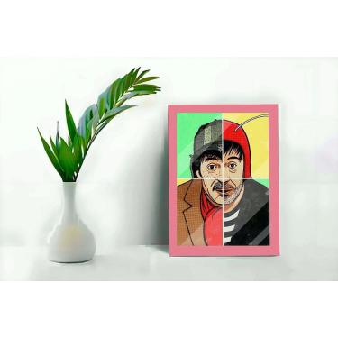 Imagem de Quadro Decorativo Chaves Chapolin C Moldura e Vidro 33x25 A4