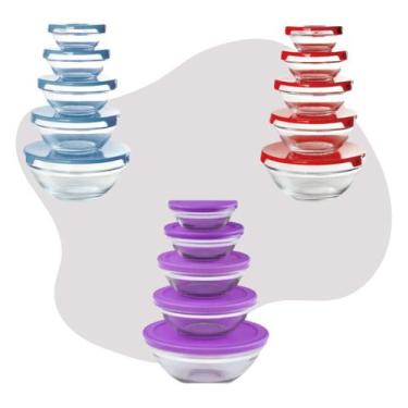 Imagem de Conjunto 5 Potes de Vidro Herméticos Com Tampa - SORTIDO - PRATICASA