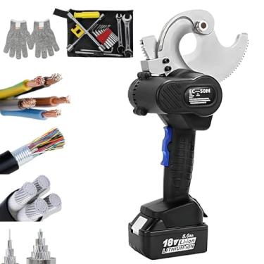 Imagem de Cortador elétrico de catraca de aço-liga - Corpo de alta dureza, bateria de 5,0 Ah, carga de 2 horas, mais de 80 tesouras e proteção contra superaquecimento para cabos/fios de alta resistência