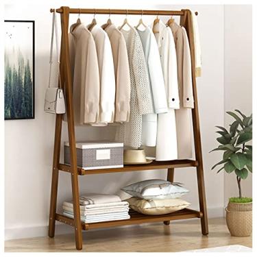 Imagem de Arara de roupas, rack portátil para pendurar trilho de roupas cabide independente para corredor quarto loja de varejo/marrom/66 cm