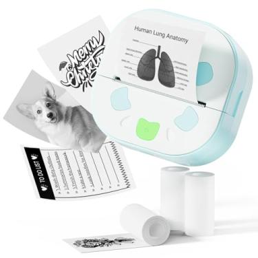 Imagem de Anycash Impressora de adesivos, miniimpressora Printpods com adesivos, máquina de fazer adesivos sem tinta térmica Bluetooth com vários modelos para telefone e tablet, azul