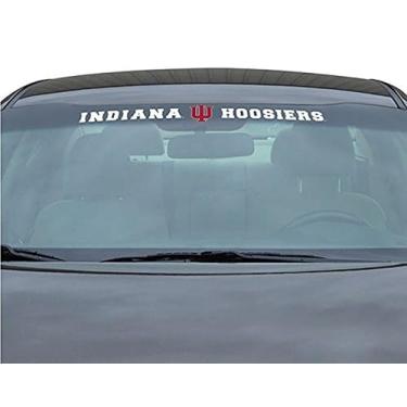 Imagem de FANMATS 61505 NCAA - Indiana Hooisers Adesivo de para-brisa com listras solares 8,3 cm x 86,4 cm - Ótimo presente para fãs de esportes - Funciona em superfícies duras - para casas, carros, caminhões