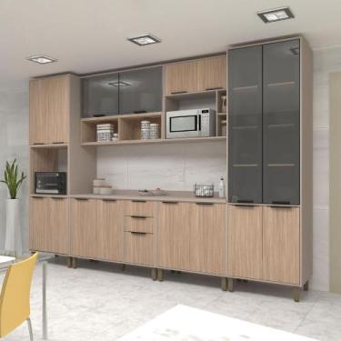 Imagem de Armário Cozinha Completa Stylo 6 Peças 340cm Portas de Vidro - Casa La