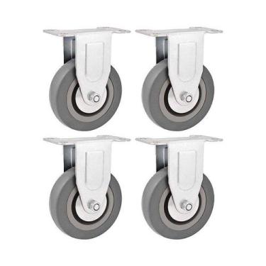 Imagem de Kit 4 un rodízio roda fixo borracha pvc cinza 2" 50mm - VONDER