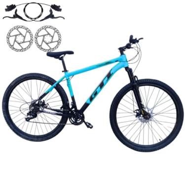 Imagem de Bicicleta Aro 29 GTI Roma 21V MTB Index Disco Hidráulico Suspensão 80mm Unissex (Azul/Preto, 15)