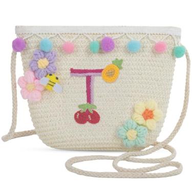 Imagem de Sacola feminina pequena de palha de palha para praia de verão 2025, bolsa de praia de palha de tecido para mulheres 2025 (T, branca), Branco