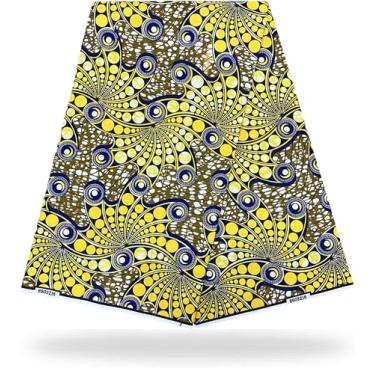 Imagem de Shenbolen Tecido de cera de impressão africana Kente pano Ankara 100% poliéster (3 jardas, I)