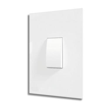 Imagem de Conjunto Interruptor 1 Tecla Paralela Vertical Branco Brilhoso - B.Lux