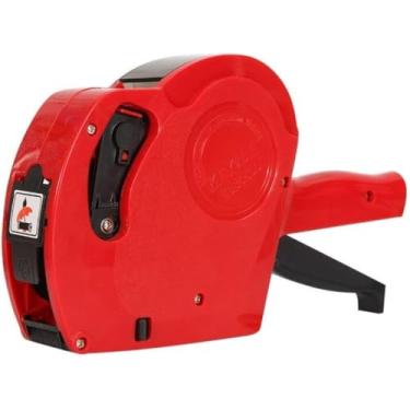 Imagem de ETIQUETADORA-VERMELHO) Etiquetadora Manual Rotuladora De Preços 8 Dígitos + Refil de Tinta + Etiquetas