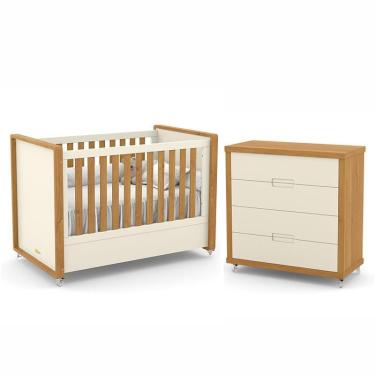 Imagem de Jogo de Quarto Infantil Tutto New com Berço e Cômoda 4 Gavetas - Matic Móveis Off White/Freijó