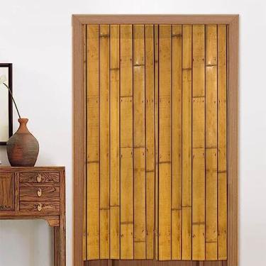 Imagem de Cortina de porta impressa com textura de placa de bambu Noren divisória de porta cortinas de janela de pátio cortina japonesa - 86 x 142 cm