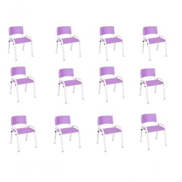 Imagem de Kit 12 Cadeiras Infantil Iso, , Base Branca Lilas