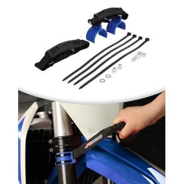 Imagem de JFG RACING Cinto de tração de resgate dianteiro e traseiro para motocicleta, alças ajustáveis universais para a maioria das bicicletas de rua Pit Dirt Bike, azul