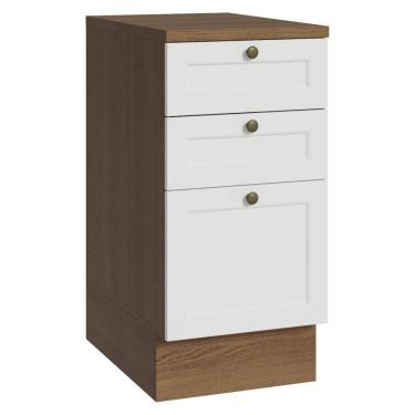 Imagem de Balcão De Cozinha 40 Cm 3 Gavetas Rustic/branco Vik Madesa Rustic/branco