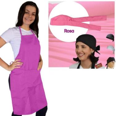 Imagem de Kit Avental e Touca de Cozinha Vestimenta Culinária Oxford Bar Restaur