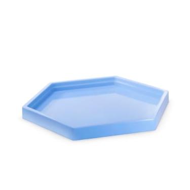 Imagem de Bandeja Sextavada Decorativa 22cm Acrílico Festas Decoração 1 Unidade (AZUL CLARO)