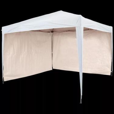 Imagem de Gazebo 3x3 PC Branco + 2 Paredes Ráfia Branca - Tendas Wild