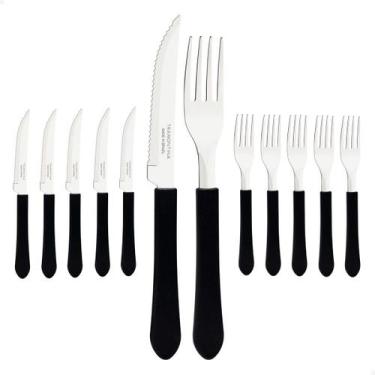 Imagem de Kit 24 Talheres 12 Facas + 12 Garfos Leme Inox Tramontina