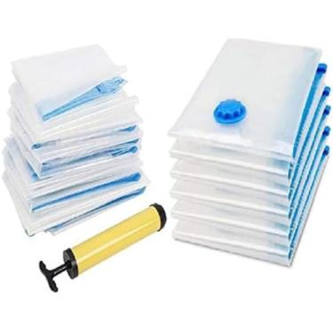 Imagem de Kit Saco a Vácuo Com Bomba Viagem Mala Organizador Para Roupa Guarda Roupa Edredom Reutilizável(5un 50x60cm)