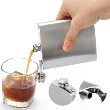 Imagem de Cantil de Bolso em Aço Inoxidável, 160ml, Acabamento Escovado, Antivazamento e Resistente para Bebidas Alcoólicas Porta bebida Whisky Vodka PREMIUM