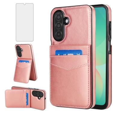 Imagem de Asuwish Capa de telefone para Samsung Galaxy A26 5G com protetor de tela de vidro temperado e suporte para cartão de crédito capa carteira suporte acessórios de celular de couro A 26 26A LTE A265G