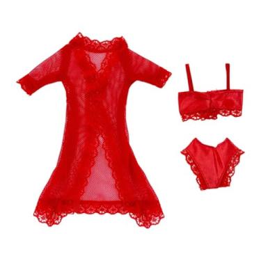 Imagem de Milageto Pijamas de boneca, roupas de biquíni para bonecas de 11,5'', acessórios de moda, feitos à mão, roupas de banho, roupa de dormir , Vermelho