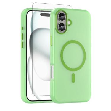 Imagem de Asuwish Capa de celular para iPhone 16 Plus de 6,7 polegadas, compatível com Magsafe Magnetic, protetor de tela de vidro temperado, traseira fosca translúcida à prova de choque i Phone16 16+ i16 +