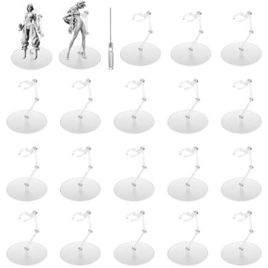 Imagem de LDXDRU Action Figure Stand, 20Pcs Assembly Action Figure Display Holder Base, 2Pcs Screwdriverfor Compatible with HG RG SD SHF Gundam 1/144, Clear