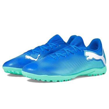 Imagem de PUMA Tênis masculino Future 7 Play Turf Trainer chuteiras de futebol, Hyperlink Blue-mint-puma branco, 41