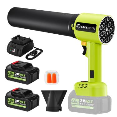 Imagem de Sakerplus Limpador de poeira portátil, soprador de folhas sem fio com 2 baterias, soprador de jato turbo de 30.0000 RPM com bocal estendido, sopradores manuais leves, presente ideal para limpeza de