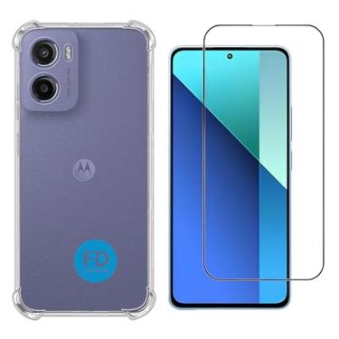 Imagem de Kit Capa Capinha Anti-Impacto Premium Transparente + Película de Cerâmica 9D ou Privacidade 9D para Motorola Moto G05 - FD Acessórios. (Capa + Película Cerâmica 9D)