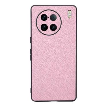Imagem de Capas Compatível com VIVO X90,Design de grão levantado de superfície,Proteção contra queda,Anti impressão digital,Anti arranhões,Aparência de couro de imitação de plástico macio-Pink