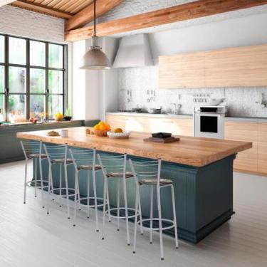 Imagem de Kit 5 Cadeiras Banquetas Alta Cozinha Varanda Bancada Piscina Ilha Gou