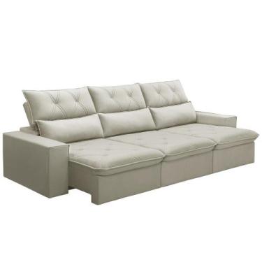 Imagem de Sofá Retrátil Reclinável Para Sala 4 Lugares 290cm Aires F04 Veludo Be