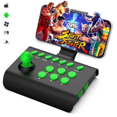 Imagem de arVin Arcade Fight Stick Joystick Game Controller for iPhone iOS Android PC Fighting Stick for Nintendo Switch/PS3/PS4 Arcade Rocker Gamepad with Turbo & Marco for Emulators/Cloud/PS Remote Play/Steam