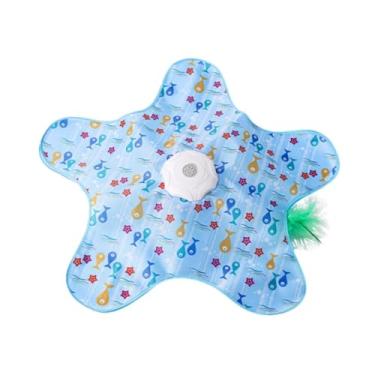 Imagem de Fenteer Brinquedo de esconde-esconde para gatos, jogo automático para gatinhos com varinha, brinquedo interativo de penas para gatos, Azul