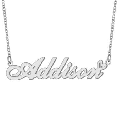 Imagem de Colar com nome personalizado, banhado a ouro 18 quilates, pingente de coração de amor fofo para mulheres e meninas, Metal, aço inoxidável