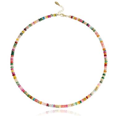 Imagem de Colares de contas coloridas para mulheres, colar gargantilha de pedra natural de aço inoxidável com pedras preciosas, colares boêmios, joias de praia para mulheres, presente para meninas, amigas