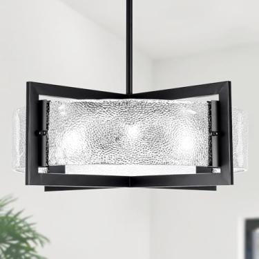 Imagem de ALISADABOY Lustres pretos para sala de jantar Lustres grandes modernos de 50 cm com sombra de vidro para casa de fazenda 6 luminárias para cozinha, ilha, corredor, entrada, sala de estar