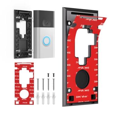 Imagem de Suporte de campainha sem broca para campainha de bateria de anel (versão 2020) - Placa de montagem adesiva forte, suporte de campainha de vídeo para apartamento e escritório, kit de acessórios de