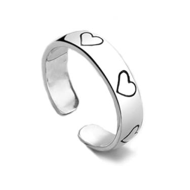 Imagem de OIDIMS Anéis de coração minúsculos delicados para mulheres, minimalistas, com coração de amor, alianças abertas, compromisso, noivado, aniversário, moda, chique, coquetel, festa, joia eterna, para